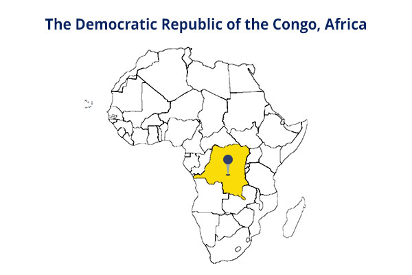 A map of Africa highlighting the location of the Democratic Republic of the Congo.